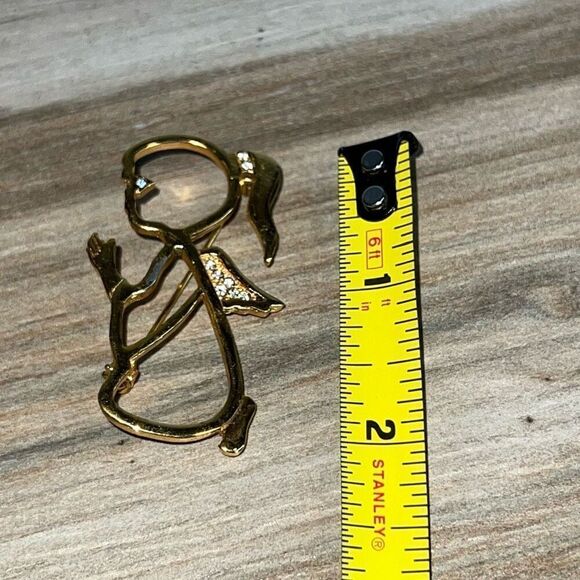 Vintage Signed CCi Gold-Tone Praying Little Girl Angel Rhinestone Brooch / Pin - Picture 4 of 7